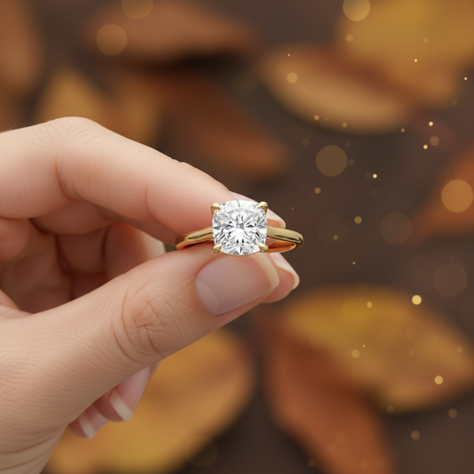 Radiant Cut Diamond Moissanite 4 Claw Prong Setting Solitaire Engagement Ring