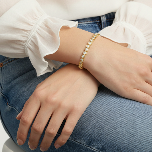 Luxury Hexagon Set Moissanite Diamond Tennis Bracelet