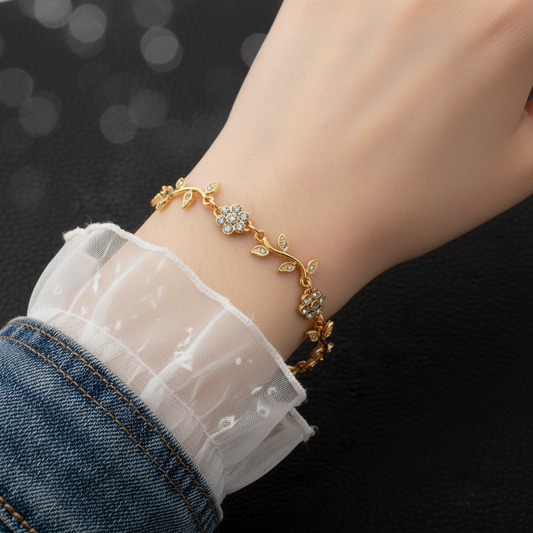 Women’s Flower Round Cut Moissanite Diamond Bracelet