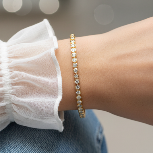 Round Cut Moissanite Bezel Tennis Bracelet