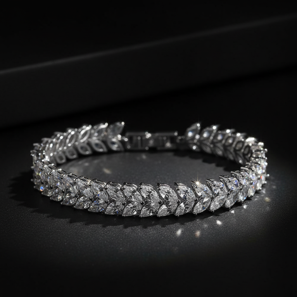 Chimes Leaf Marquise Moissanite Diamond Tennis Bracelet
