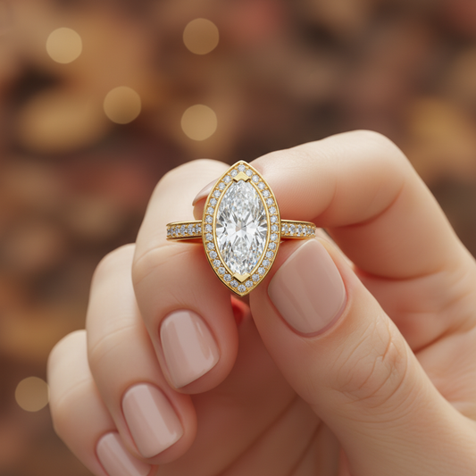 Marquise Cut Moissanite Channel Set Bridal Ring (Copy)