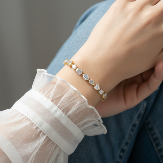 Multi-Shape Moissanite Diamond Tennis Bracelet