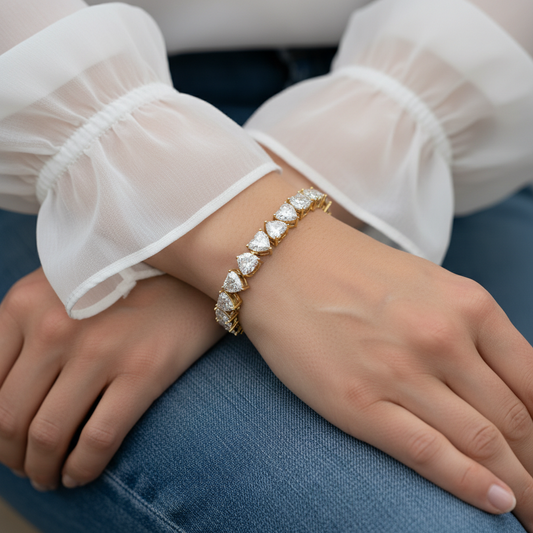 Heart Cut Lab Grown Diamond Tennis Bracelet