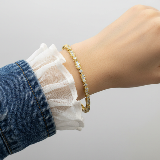 Round Cut Lab Grown Diamond Pave Tennis Bracelet