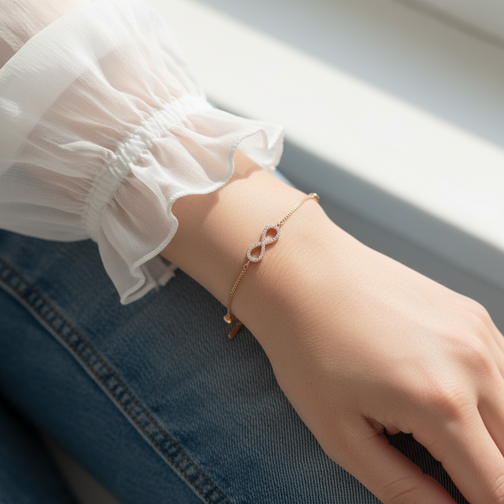 Infinity Moissanite Diamond Chain Bracelet for Women