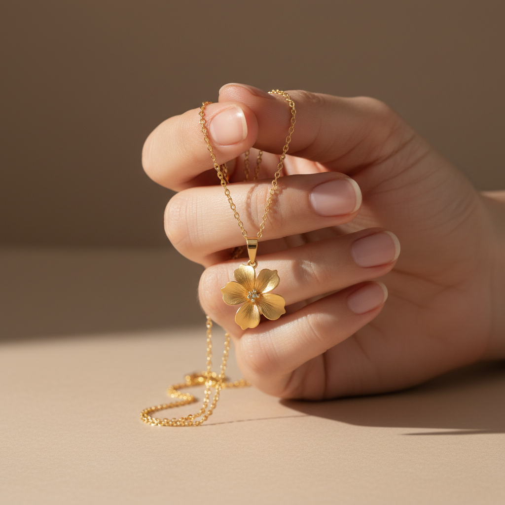 Golden Blossom Lab Grown Diamond Flower Pendant
