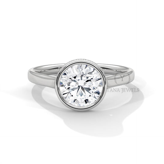 Hidden Halo Round Solitaire Ring GRA Certified Moissanite Diamond Wedding Ring, Round 1.0 To 3.0 CT Diamond Ring for Women,Engagement Ring,