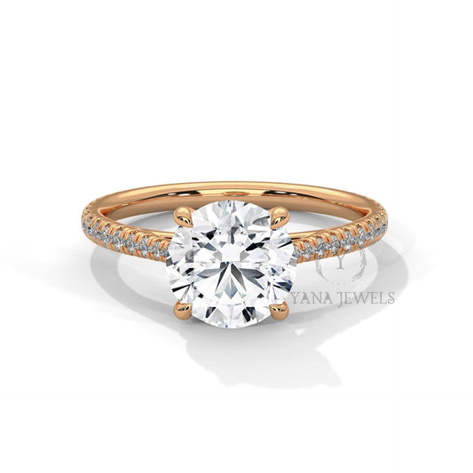 IGI Certified Lab Grown Diamond Wedding Ring - 1 to 3 CT Round Solitaire - Engagement Ring - Womens Round Diamond Ring
