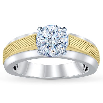 Engagement Ring Setting 18K Two-Tone Gold 7mm