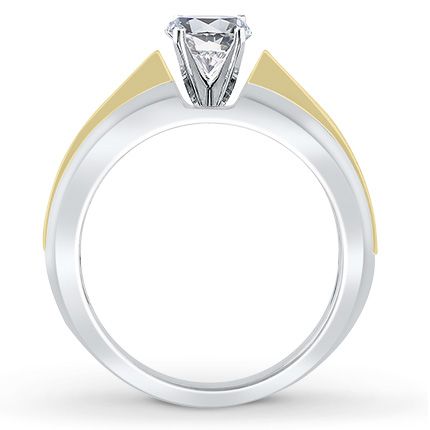 Engagement Ring Setting 18K Two-Tone Gold 7mm