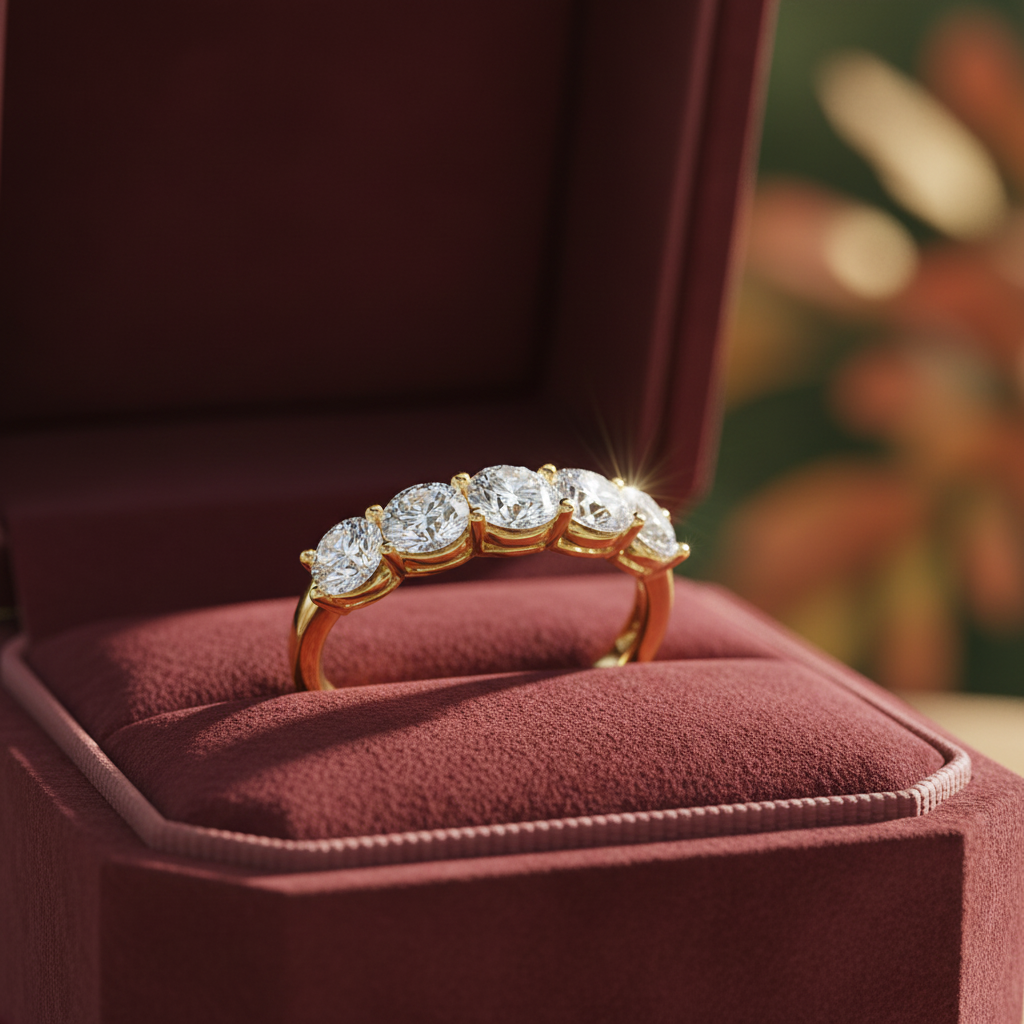 Round Cut Moissanite Diamond Eternity Ring