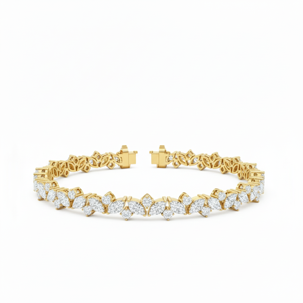 Elegant Marquise & Round Cut Moissanite Diamond Bracelet