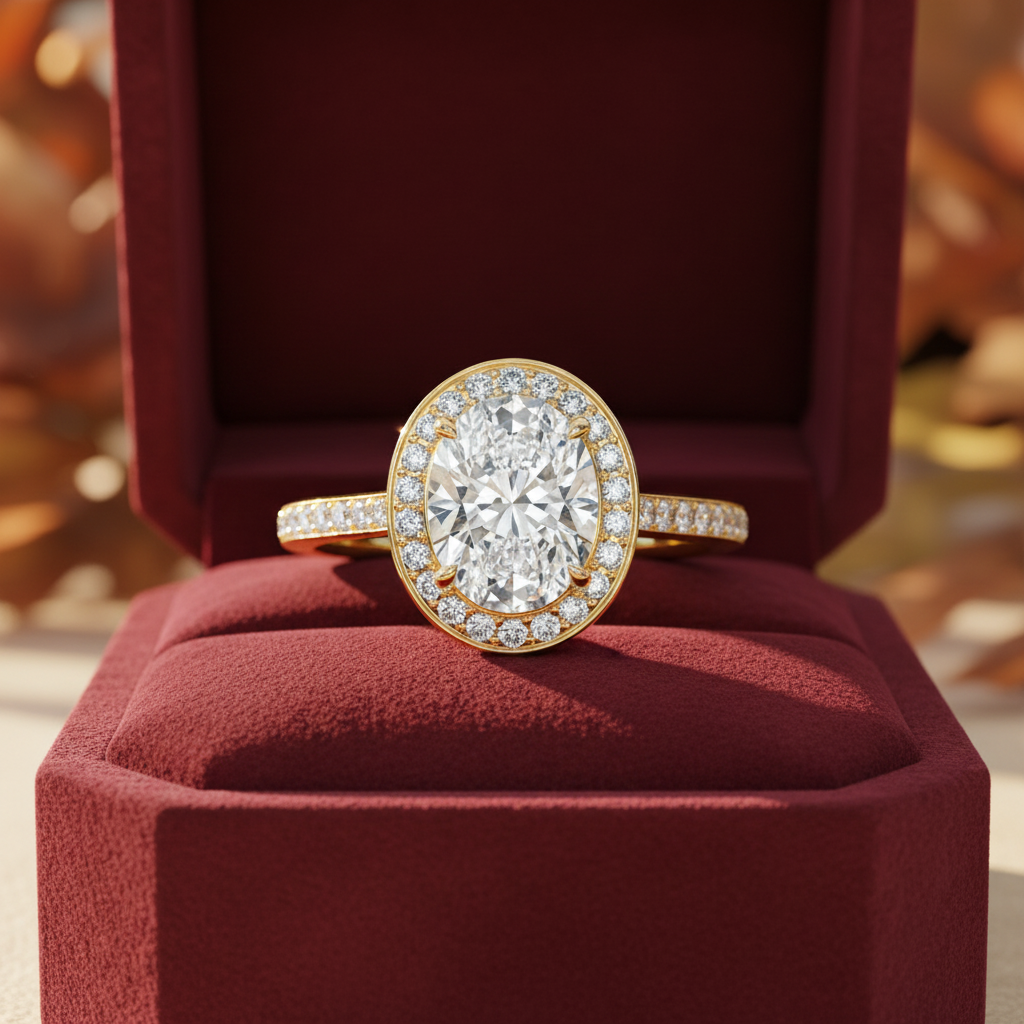 Oval Cut Moissanite Channel Setting Bridal Ring