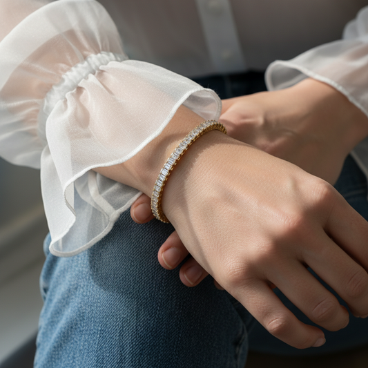 Emerald Cut Lab Grown Diamond Tennis Bracelet