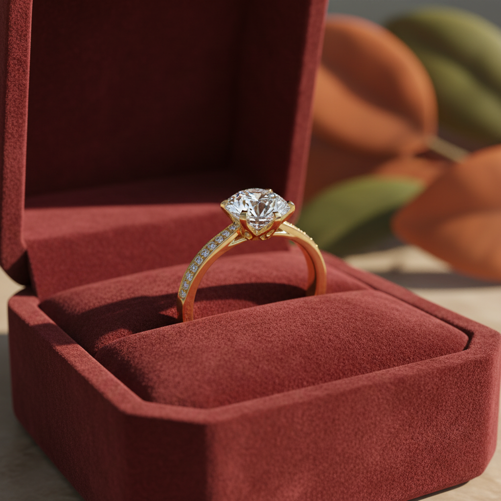 Six-Prong Round Moissanite French Pave Channel Setting engagement rings