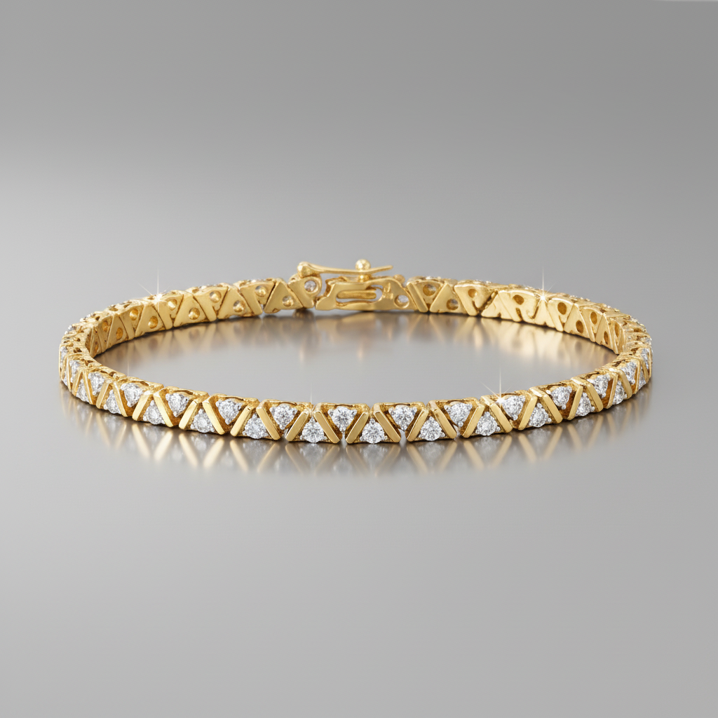 Modern Zig-Zag Round Cut Lab Grown Diamond Tennis Bracelet
