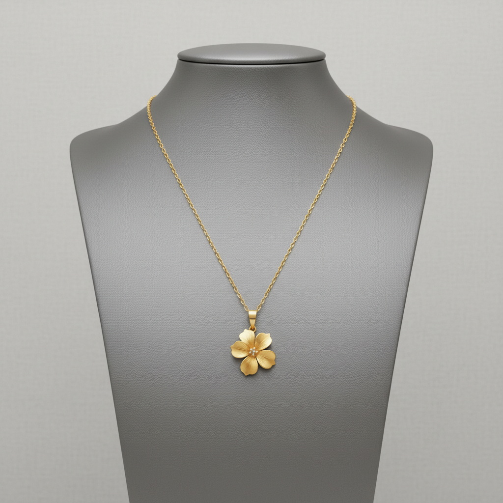 Golden Bloom Moissanite Diamond Flower Pendant