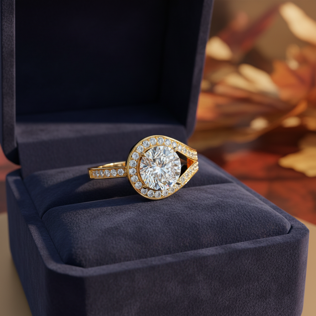 Round Cut Moissanite Diamond Infinite Chennal Bridal Ring