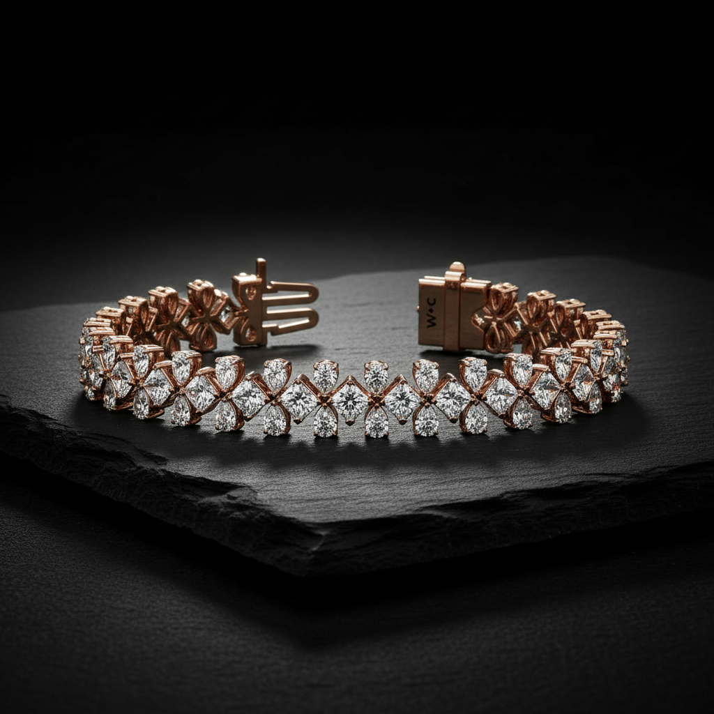 3 Row Fancy Cut Moissanite Diamond Tennis Bracelet