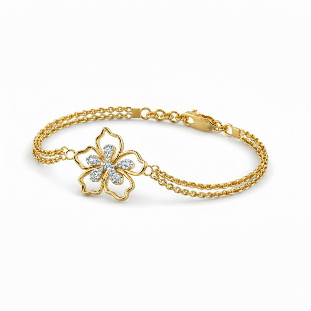 Luxury Floral Round Cut Moissanite Diamond Bracelet