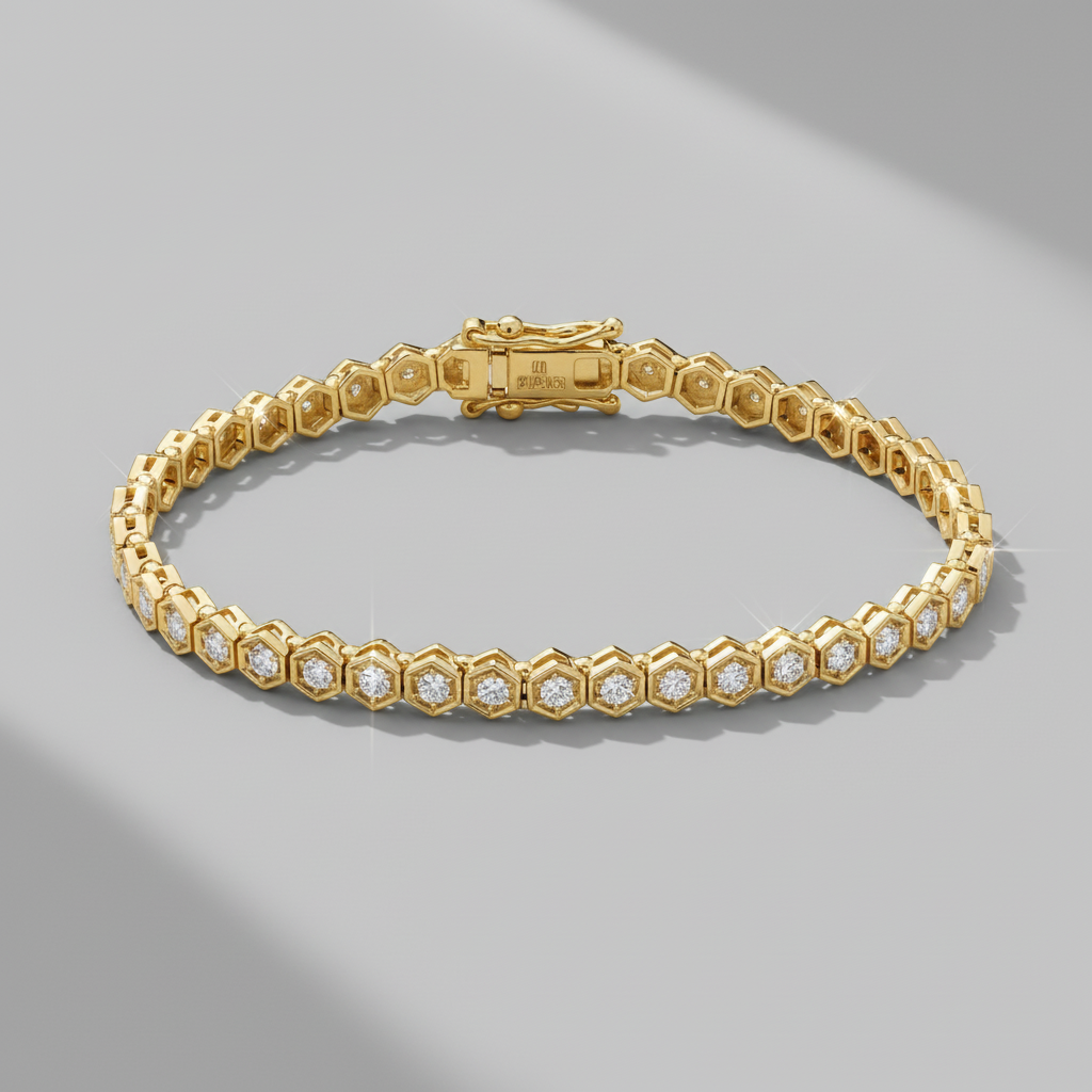 Luxury Hexagon Set Moissanite Diamond Tennis Bracelet