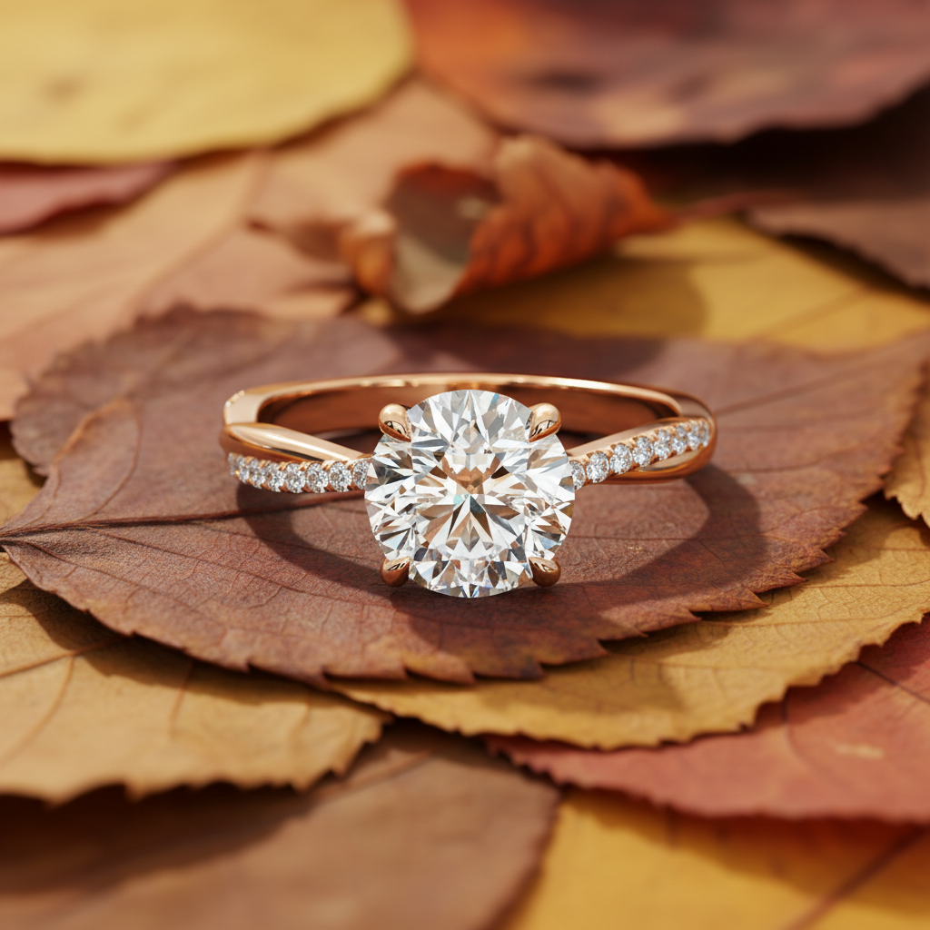 Round Cut moissanit Diamond 4 Claw Prong Setting ring Infinite Engagement Ring