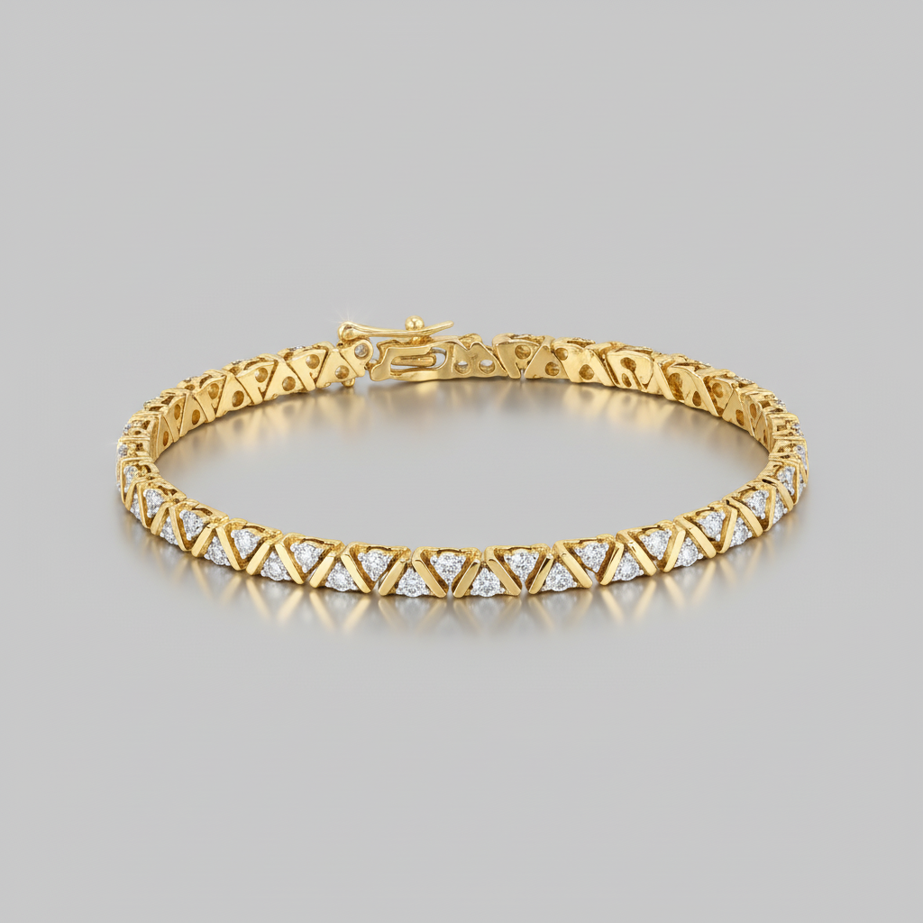 Modern Zig-Zag Round Moissanite Tennis Bracelet
