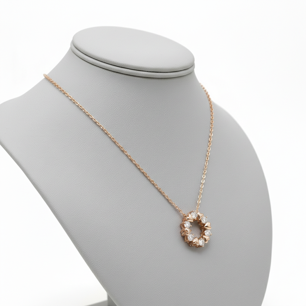 Hearts of Eternity Moissanite Diamond Circle Pendant
