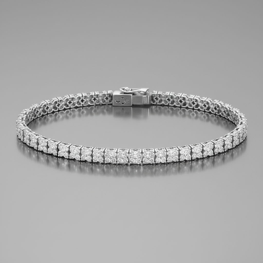 Luxury Floral Lab Grown Diamond Tennis Bracelet
