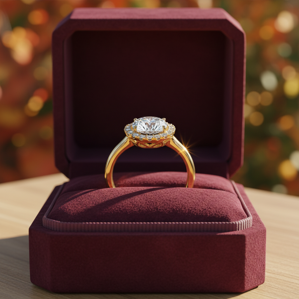 1.50 CT Round Moissanite Halo Wedding Ring with Shared Prong Setting