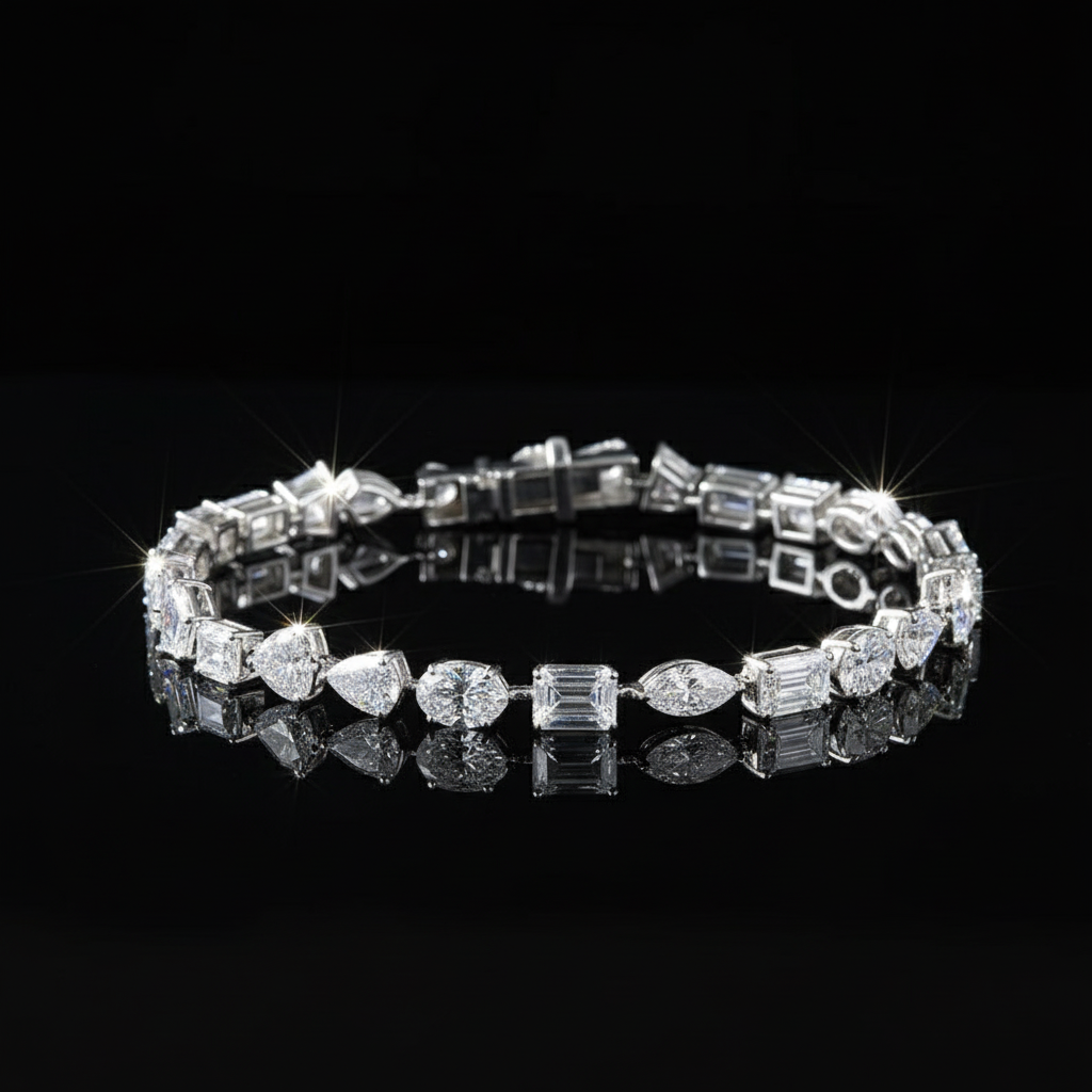Multi-Shape Moissanite Diamond Tennis Bracelet