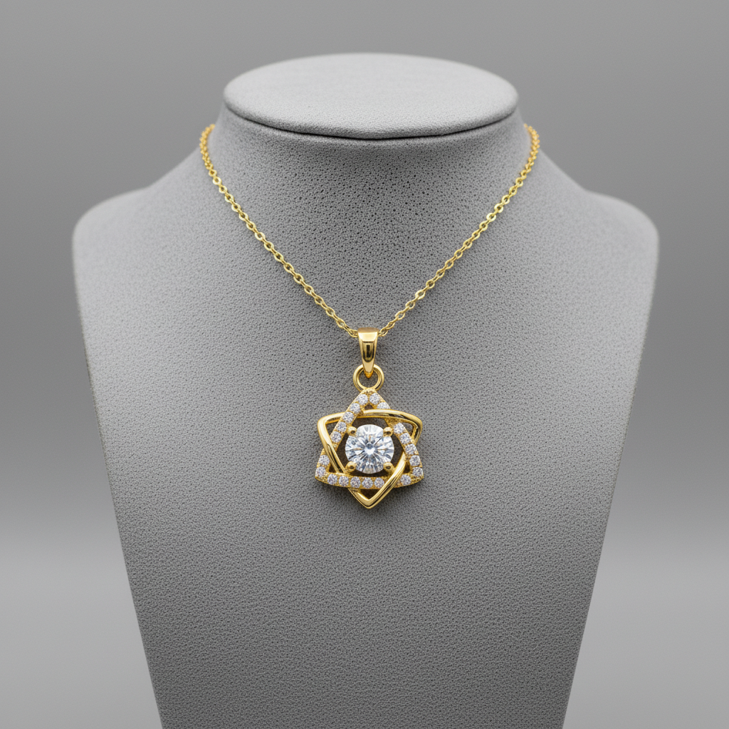 TriAura Halo Round Cut Moissanite Diamond Pendant
