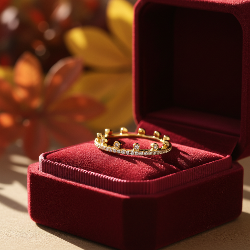 Round Cut Moissanite Diamond Crown Band Throne Ring