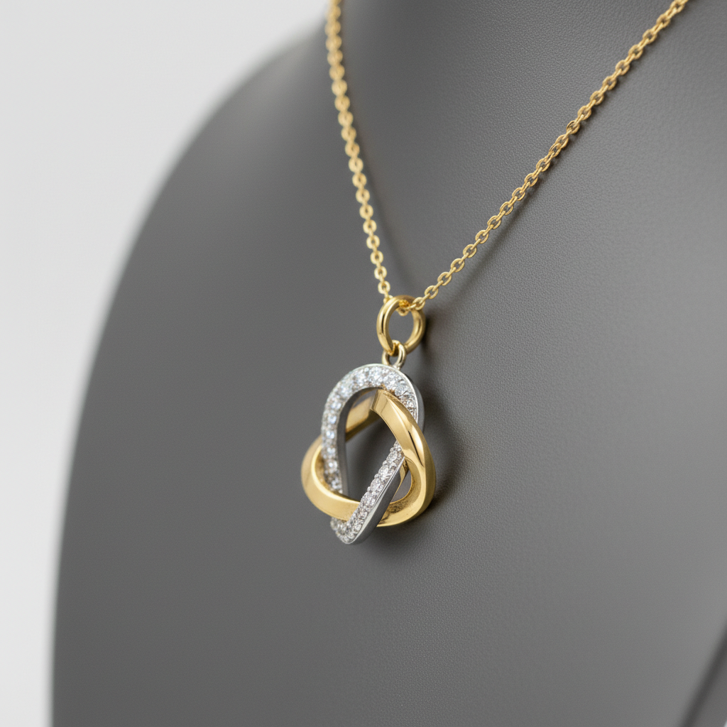 Interlocking Circle Moissanite Diamond Pendant in Yellow Gold