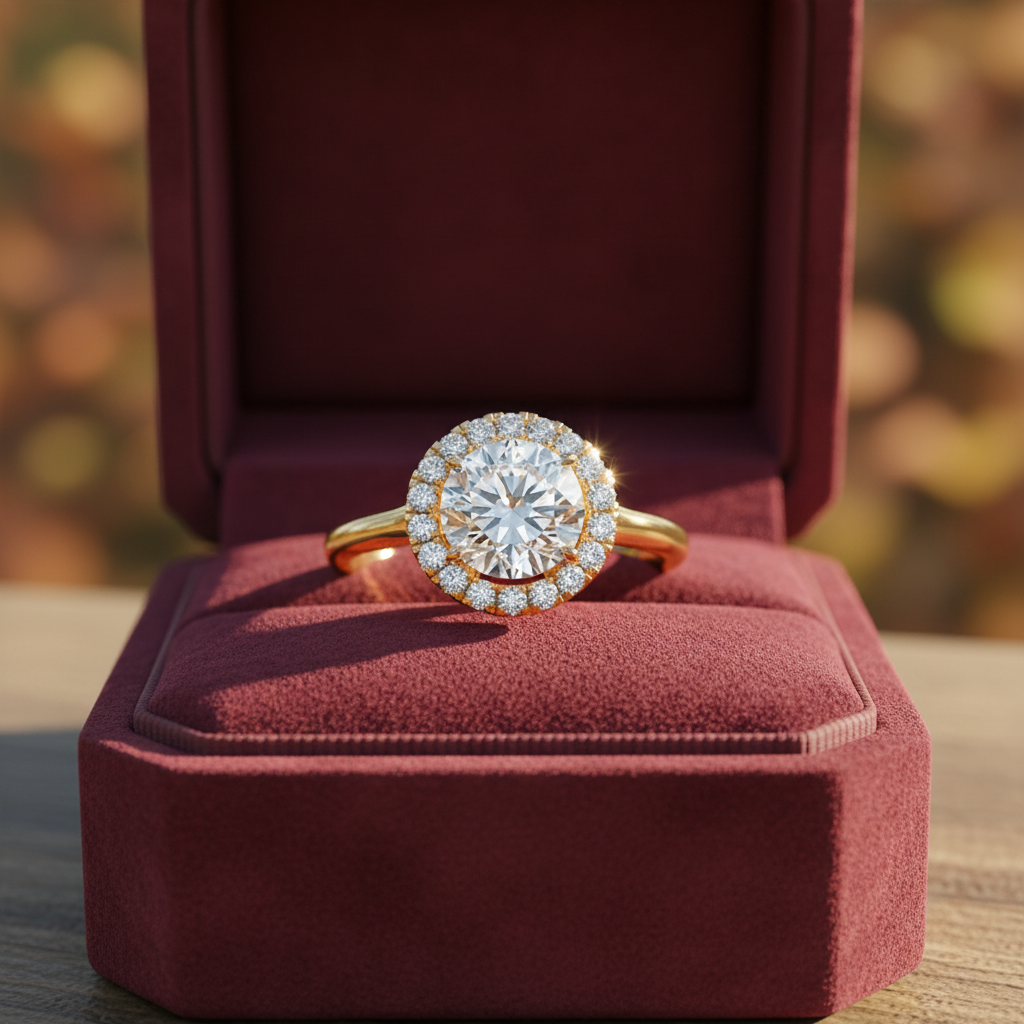 1.50 CT Round Moissanite Halo Wedding Ring with Shared Prong Setting