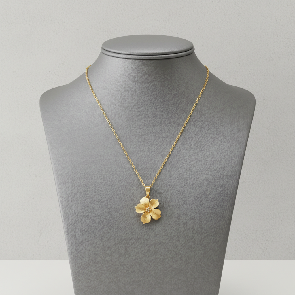 Golden Blossom Lab Grown Diamond Flower Pendant