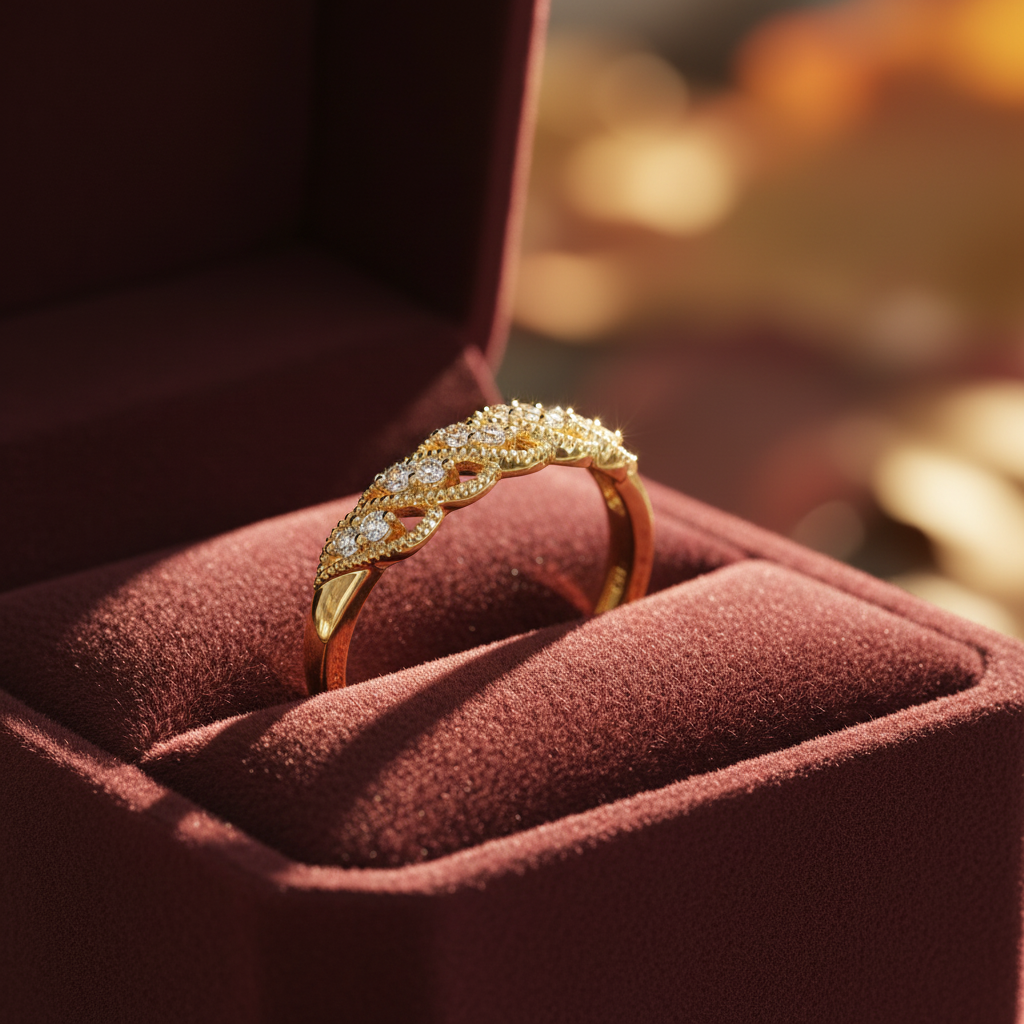 Round Cut Moissanite Diamond Keeya Band Wedding Ring