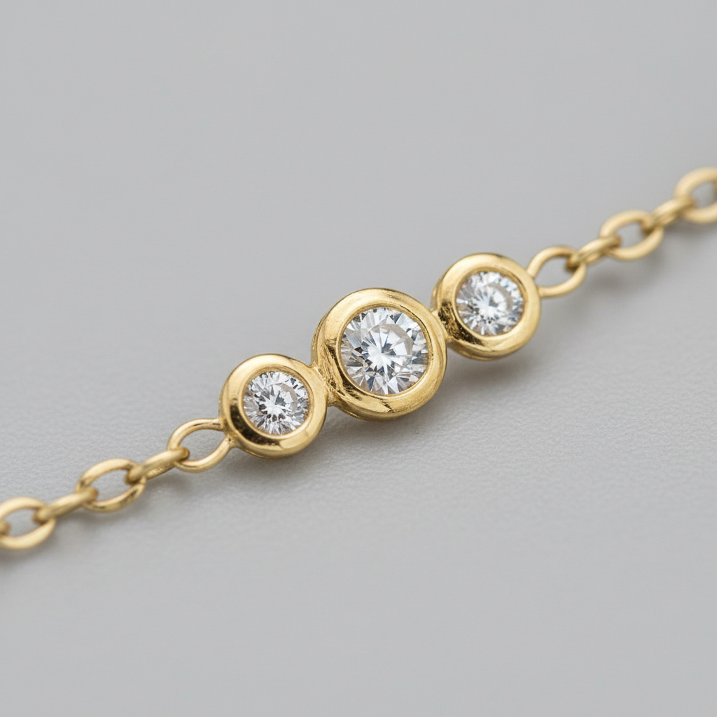 Classic Bezel Round Cut Lab Grown Diamond Bracelet