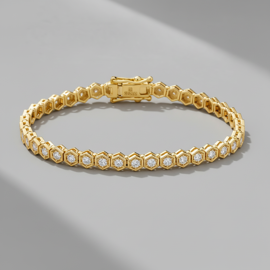 Luxury Hexagon Set Lab Grown Diamond Tennis Bracelet