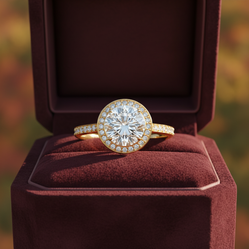 Round Moissanite Diamond Channel Set Wedding Ring