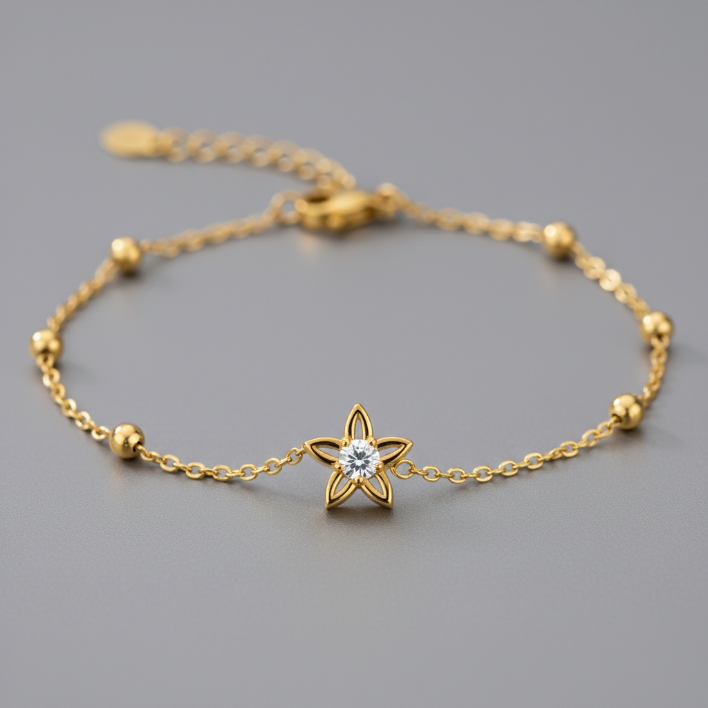Minimalist Star Moissanite Diamond Chain Bracelet