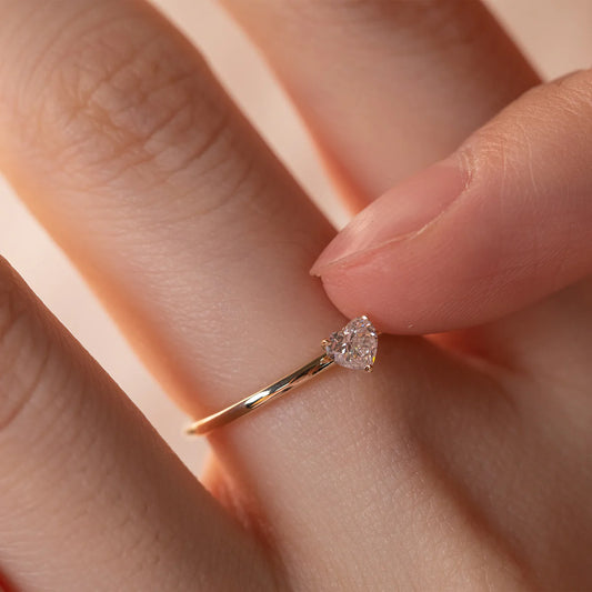 14K Yellow Gold 0.50CT Heart-Cut Moissanite Diamond Solitaire Engagement Ring