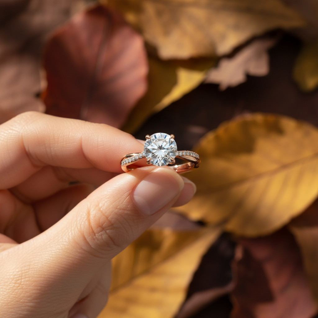 Round Cut moissanit Diamond 4 Claw Prong Setting ring Infinite Engagement Ring