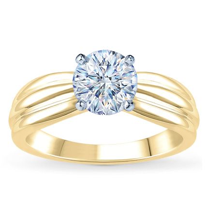 High-Polish Engagement Ring Setting 18K Yellow Gold