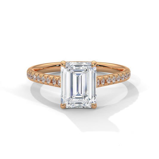 1.0 To 3.0 CT Emerald Solitaire Ring GRA Certified Moissanite Diamond Wedding Ring, Engagement Ring, Emerald Diamond Ring for Women.