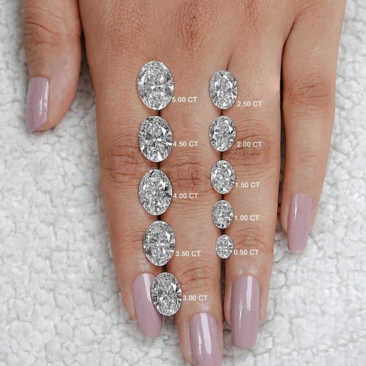 Designer Oval Cut Moissanite Diamond Six Prong Stud Earrings