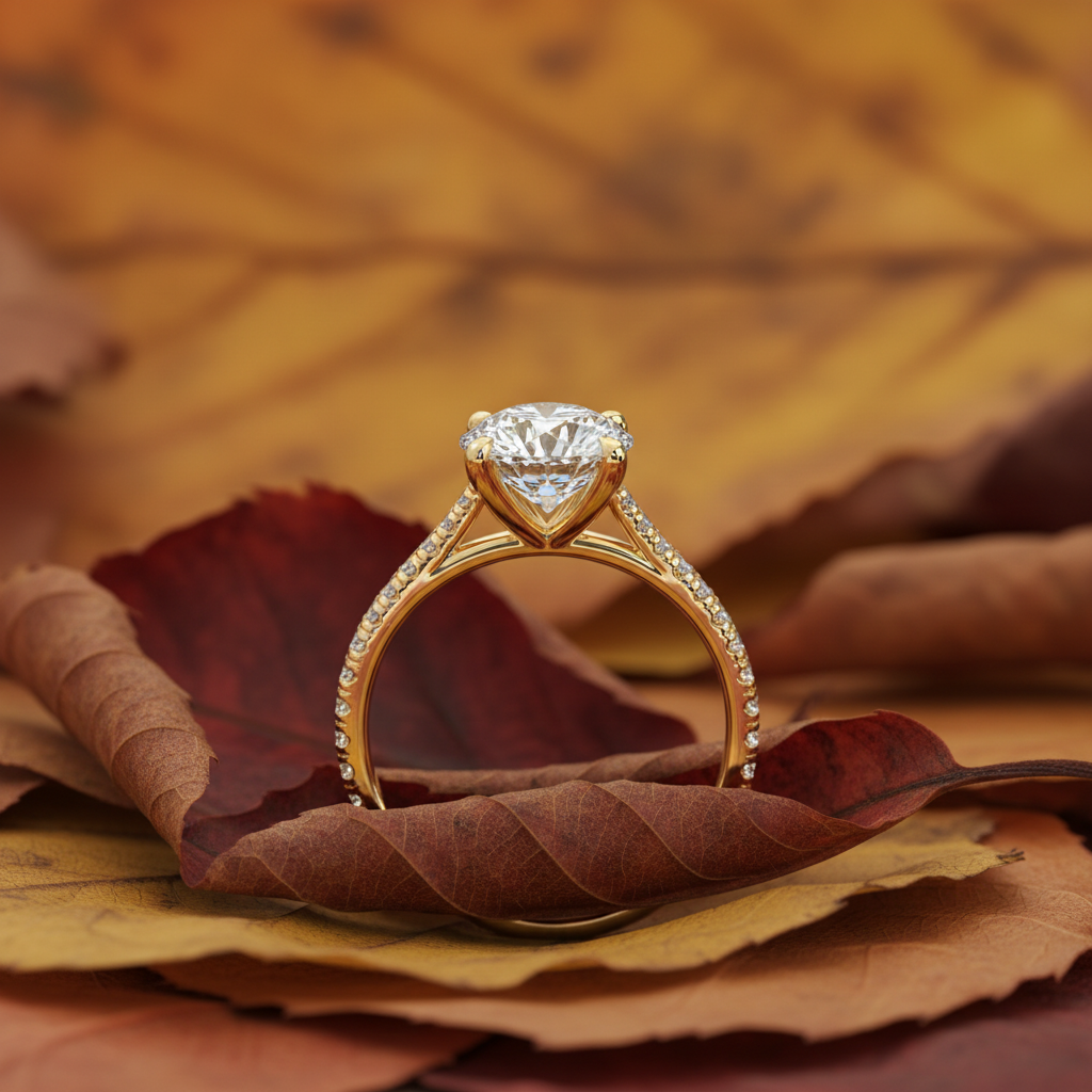 Round Cut Moissanite Diamond 4 Prong Setting Solitaire Engagement Ring