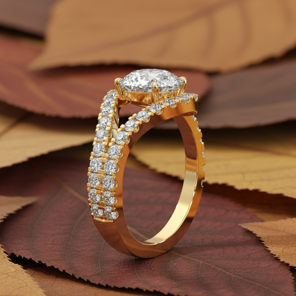 Round Cut Moissanite Diamond Infinite Halo Wedding Ring