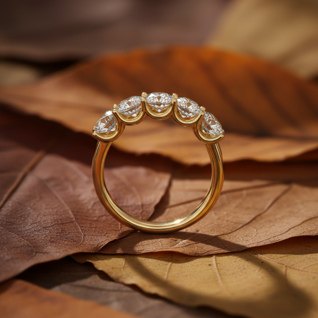 Round Cut Moissanite Diamond Eternity Ring